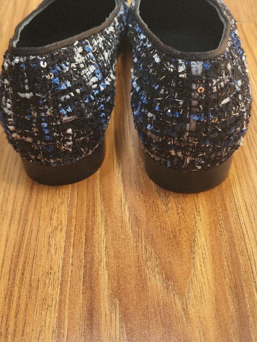 CHANEL Black Tweed & Patent Leather Cap-Toe Ballet Flats with Bow - Picture 7 of 8